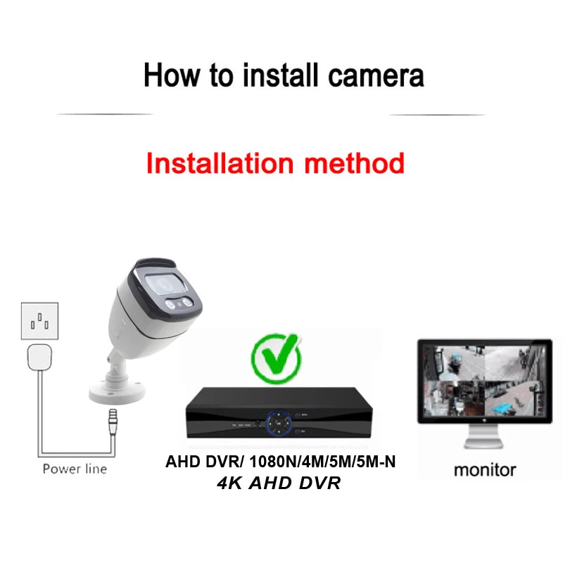 4K HD AHD CCTV Camera Security Surveillance System 1080P Outdoor Waterproof Infrared Night Vision Digital Analog Video Home Cam