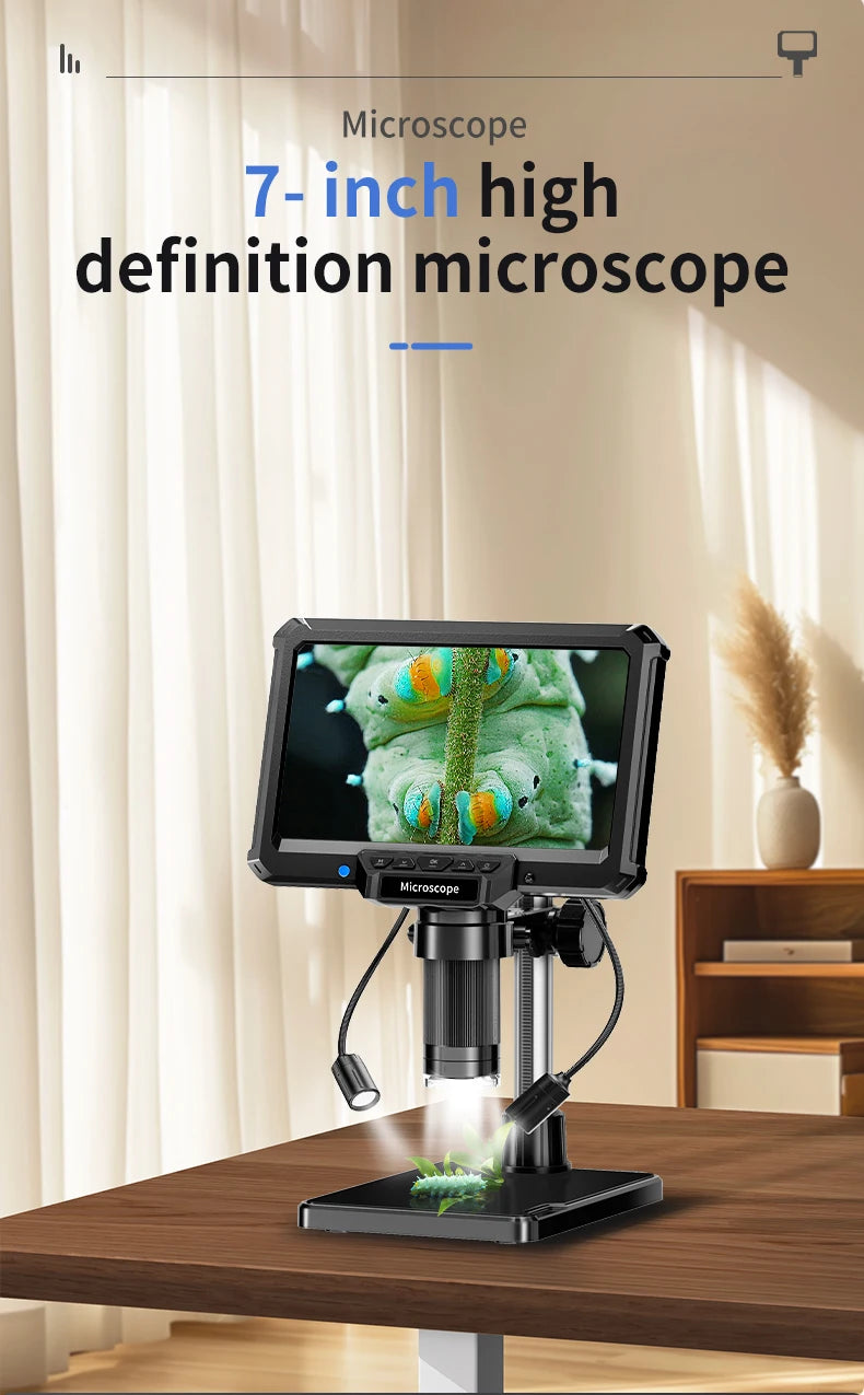 DDCAMERA 7" LCD Digital Microscope 1080P Coin Microscope Magnifier 12MP Ultra-Precise Focusing Soldering Microscopes Support PC