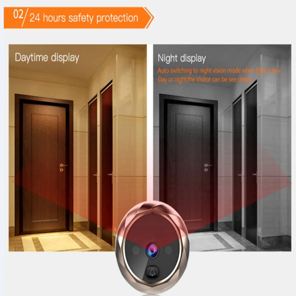 2.8 Inch Video Doorbell Peephole Camera 90 Degrees Doorbell Motion Detection Eye Digital LCD Door Monitoring Electronic Cat Eye