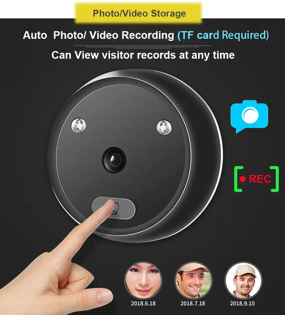 2.4 inch Video Peephole Doorbell Camera Video-eye Auto Record Electronic Ring Night View Digital Door Viewer Entry Home Security