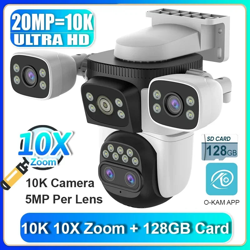 LS VISION 10K Security Camera WiFi Camera 10X Zoom Three Screen Home Wireless Surveillance Cameras CCTV Camera Human Detection