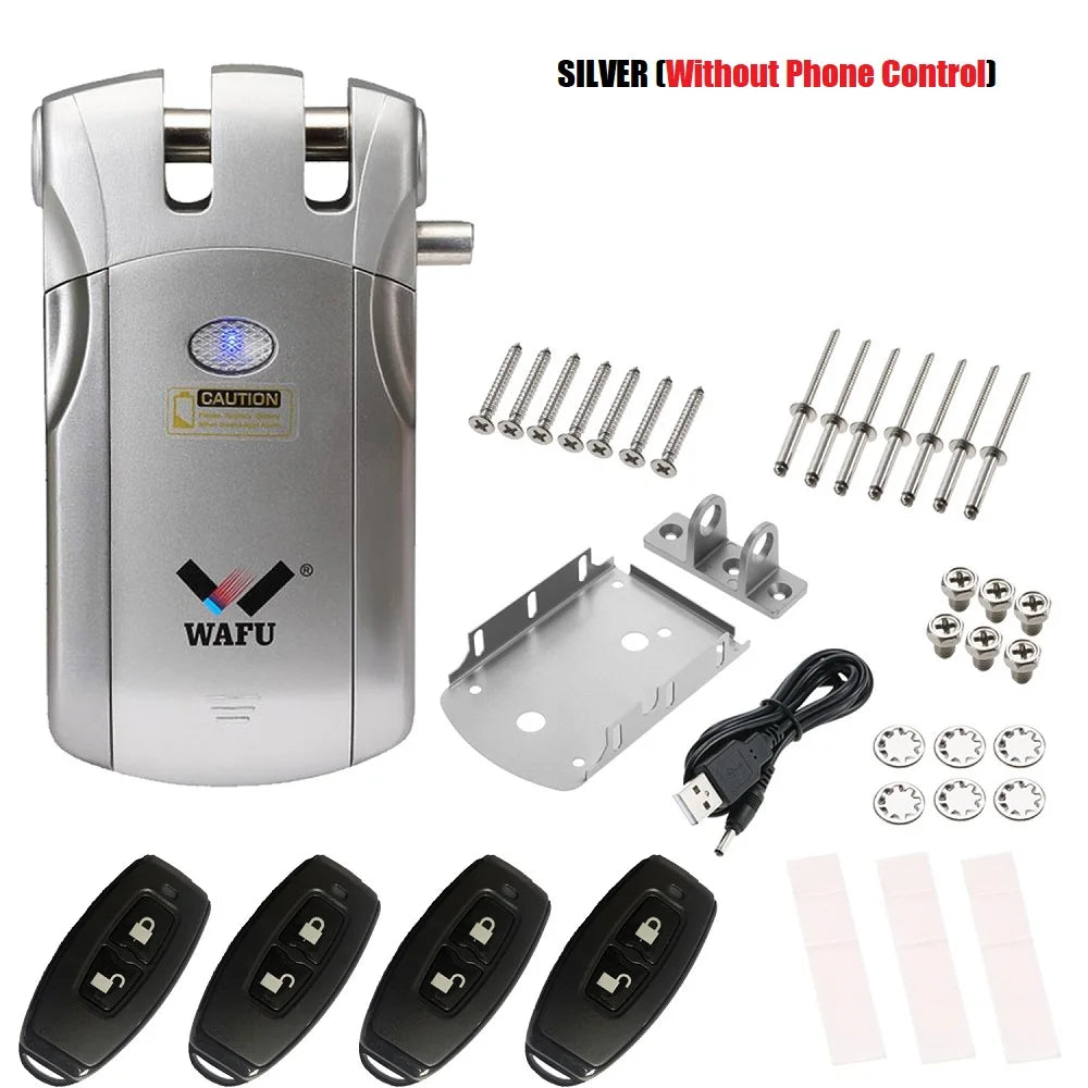433MHz Wafu Smart Lock Security Wireless WIFI BT Tuya Intelligent Remote Control Electronic Door Invisible With 4 Remote Keys