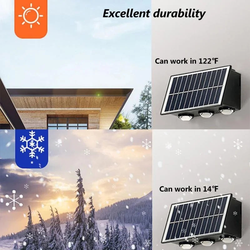 4/6/8LED Solar Wall Spotlight Outdoor Upper And Lower Lighting Solar Powered Waterproof Streetlight for Balcony Courtyard Garden