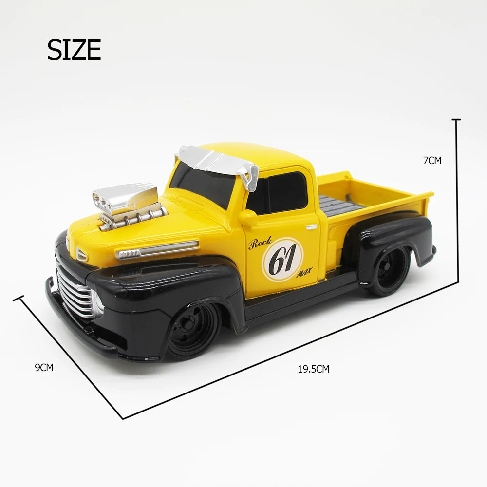Retro Chevy Ford RC Car Toys 1/24 Pickup Model 4 Channel Radio Remote Control Vehicle Flashing Light Top Speed Car Birthday Gift