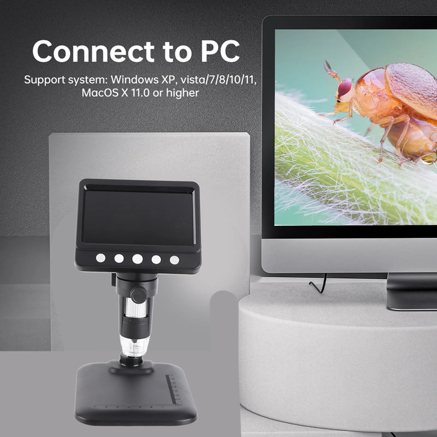 2MP  Microscope Electronic Microscope 1080P Ultra HD 4.3in Display 2MP Children Microscope Magnifier for   7 8 10 11