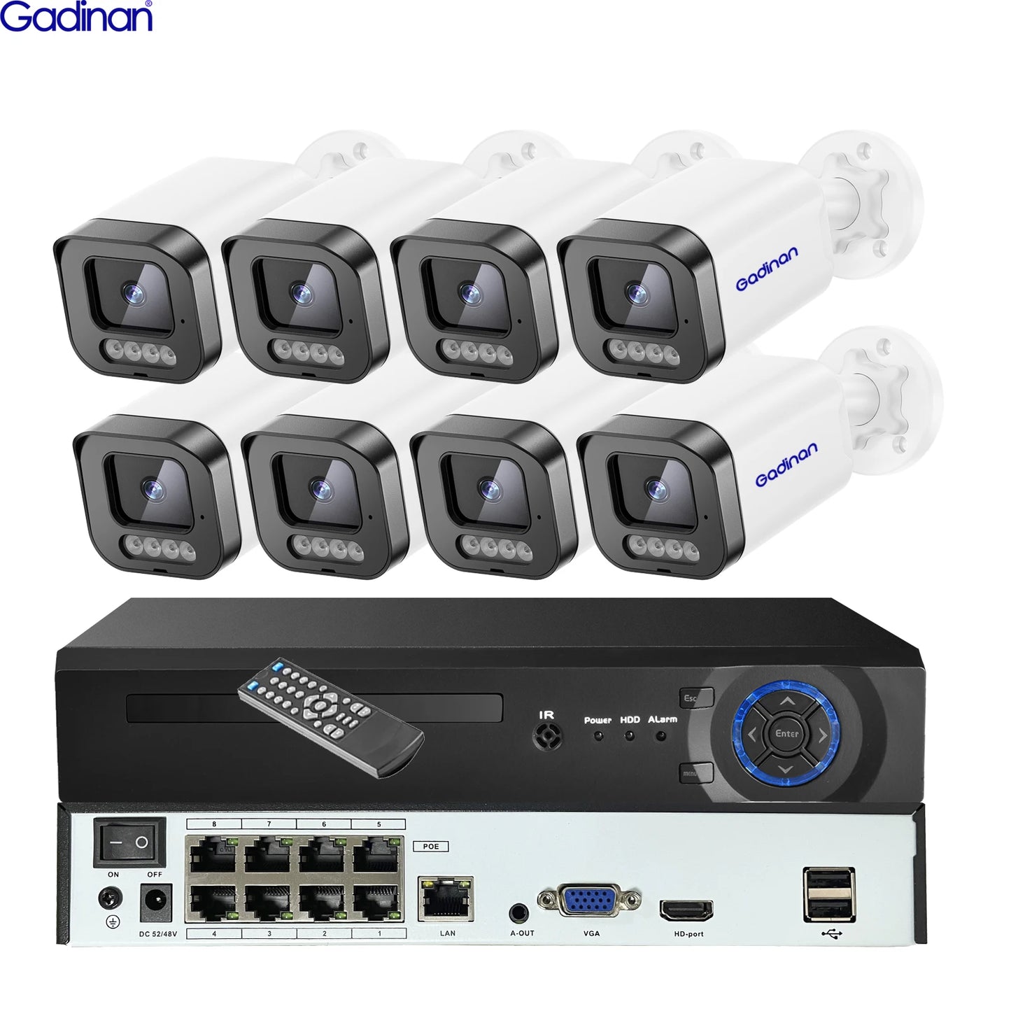 4K Security Camera System 8CH POE NVR 8MP Face Detect Color Night Vision Two Way Audio IP Camera Security Video Surveillance Set