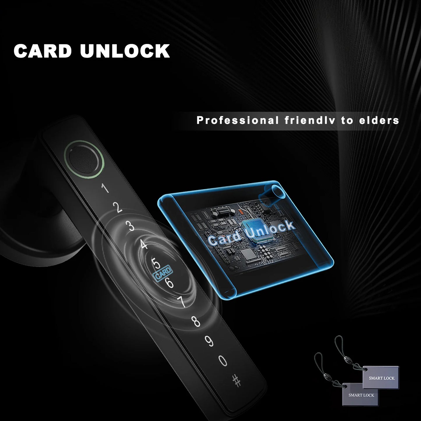 WINFREE SMART Interior Wooden Door Lock, Tuya Bluetooth Smart Key Lock, Smart Card Passcode Fingerprint Keyless Lock