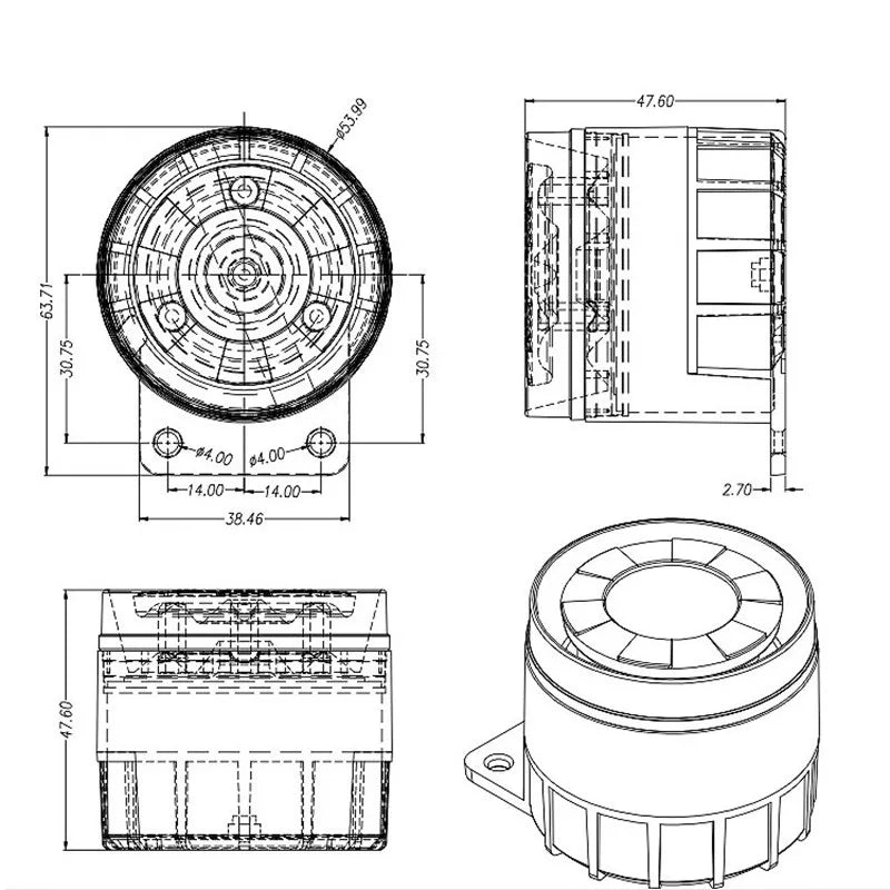 Loud Siren Alarm Indoor 120dB Wired Home Security Alarm Anti-Theft For Family Elevator ATM DC 12V ABS Material