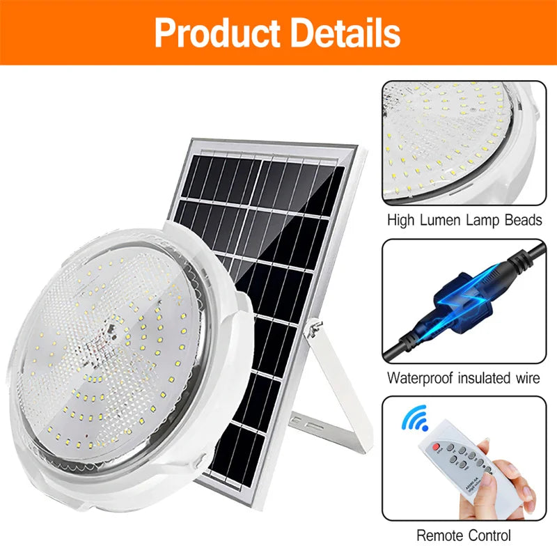 Solar Outdoor Ceiling Lights LED Security Lights with Remote Control Waterproof Solar Flood Wall Lights for Garden Ceiling lamps