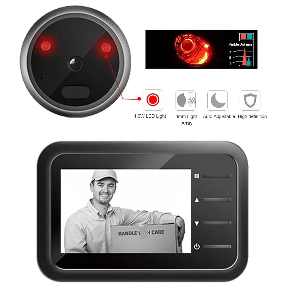 2.4 inch Video Peephole Doorbell Camera Video-eye Auto Record Electronic Ring Night View Digital Door Viewer Entry Home Security
