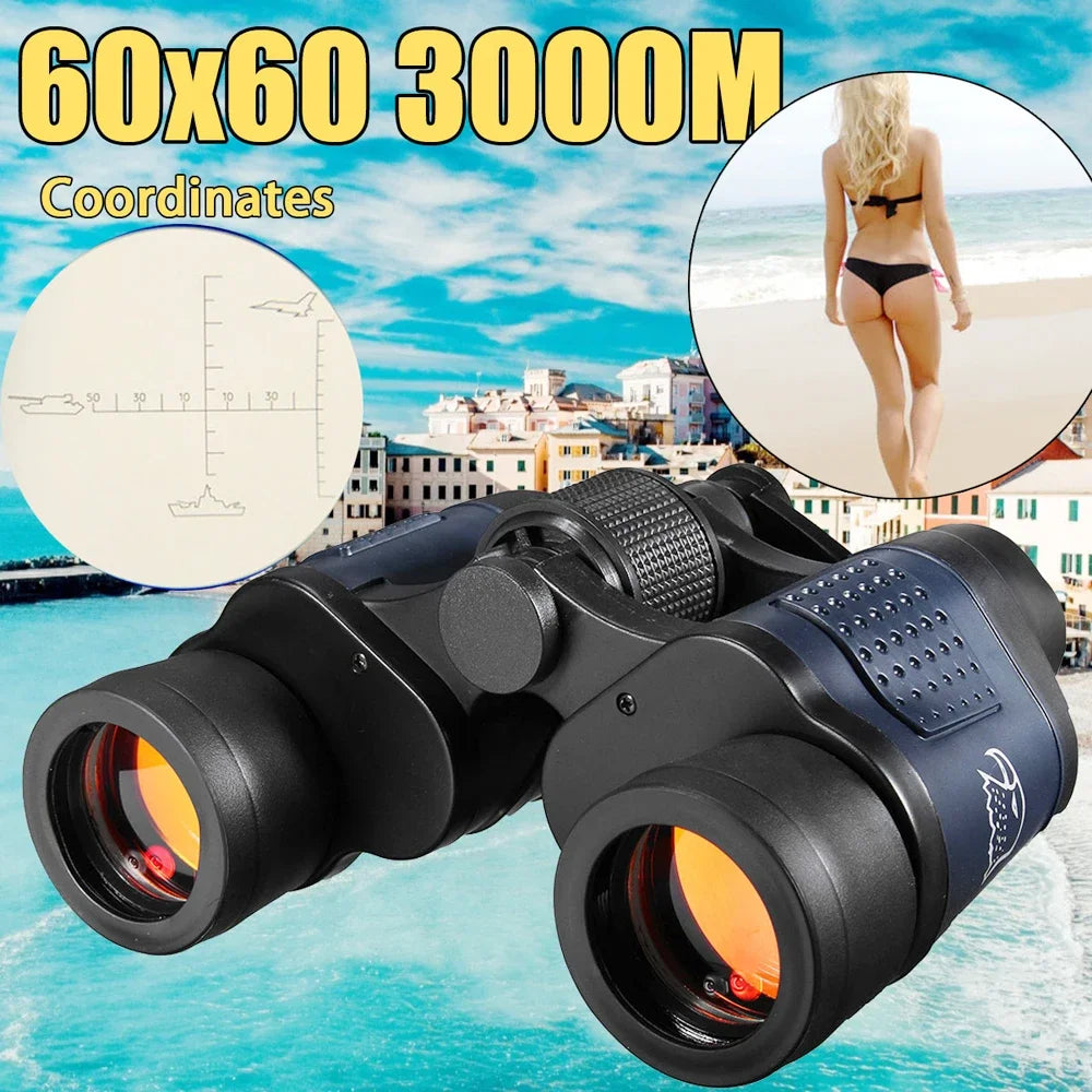 ‌60x60 High-Power Binoculars with BAK4 Prism & Night Vision - 3000M Range for Hunting, Camping & Outdoor Adventures