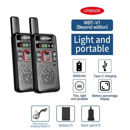 WBT-V1 Handheld Analog Two-Way Walkie-Talkie with High-Power Mini FM Radio for Remote Sites Hotels Small Cars 5km Talk Ran