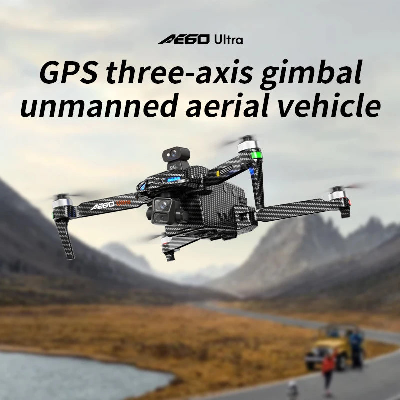 AE60 professional dron 7.2-inch touch screen RC 12KM drone with 8K dual cameras three-axis gimbal 5G GPS avoiding Quadcopter