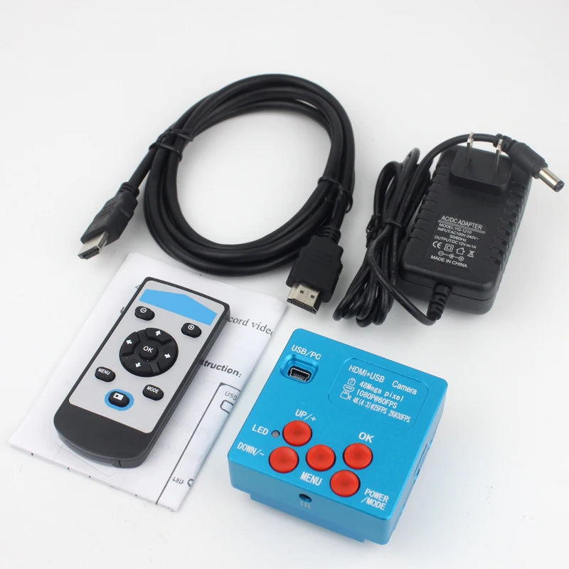 48MP 4K 1080P HDMI USB Industrial Digital Microscope Camera with C-Mount Lens 130X Zoom Cantilever Stand for Repair Soldering