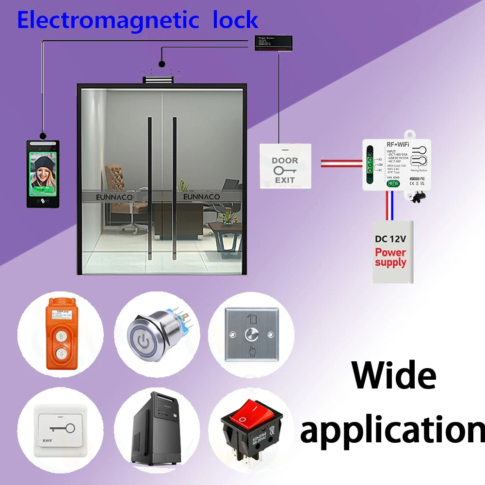Smart home WiFi RF Wireless Remote Control light Switch Dry Contact Relay DC 12V 24V for universal garage door Electronic lock