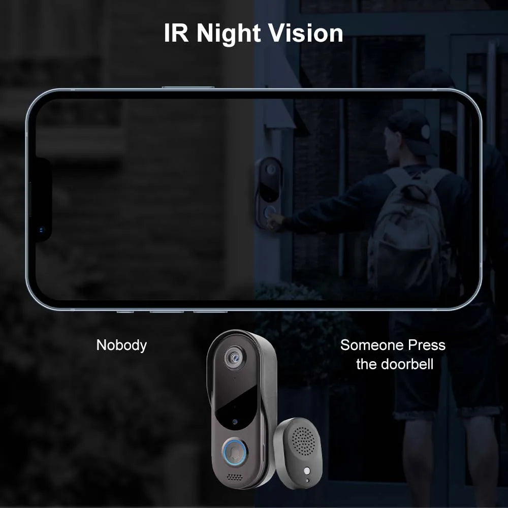 WiFi Video Intercom Outdoor Door bell Camera Smart Home Security Wireless WiFi Doorbell 2-Way Audio Night Vision Doorbell Camera