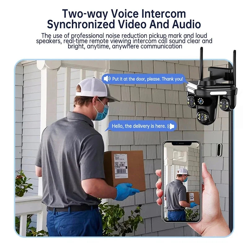 Intelligent Surveillance Camera Auto Tracking Three Screen Three Lens 15MP HD WIFI IP Camera IP66 Waterproof CCTV Security Cam