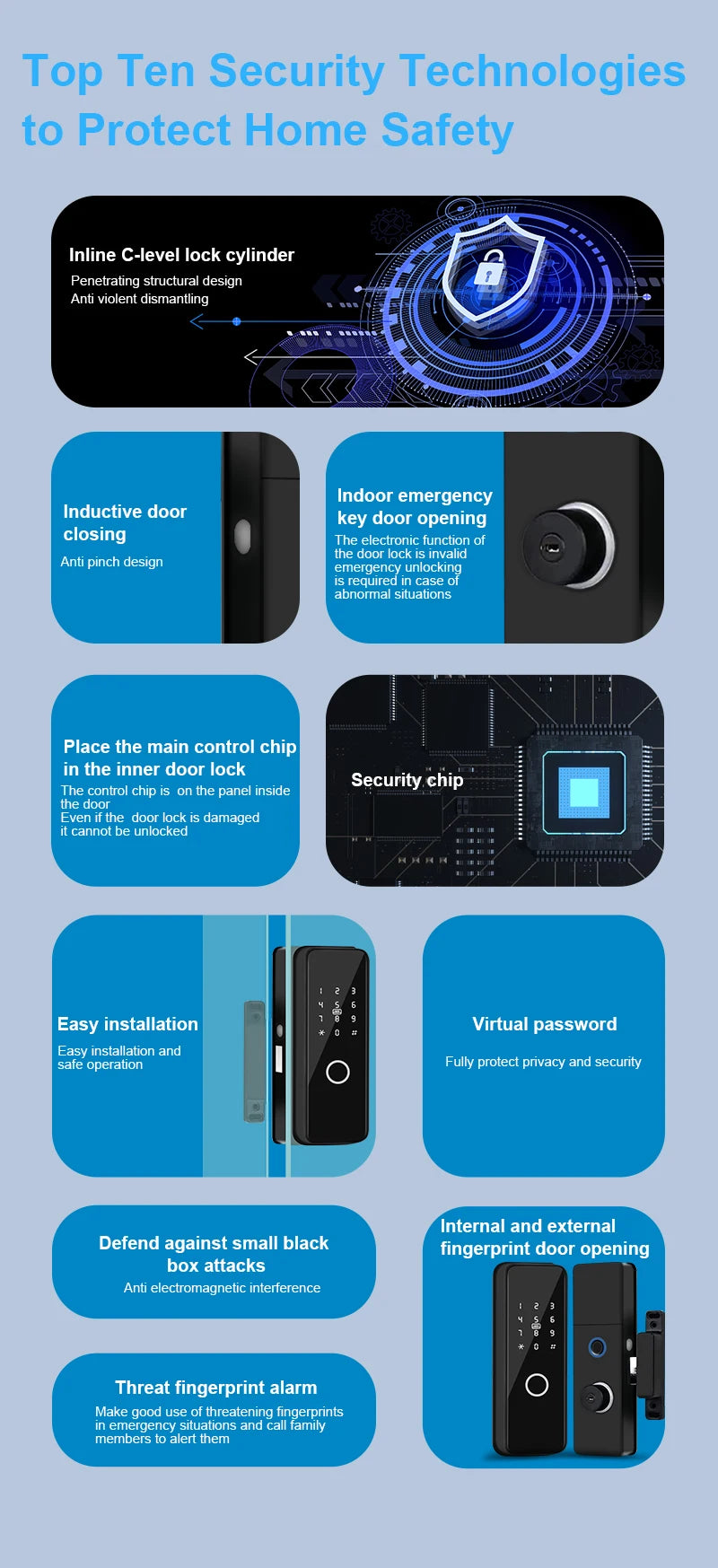 Outdoor Smart Fingerprint Door Lock: Waterproof, Bluetooth, Code, IC Card, Keyless Entry. Support TTLock WIFI Hub for glass door
