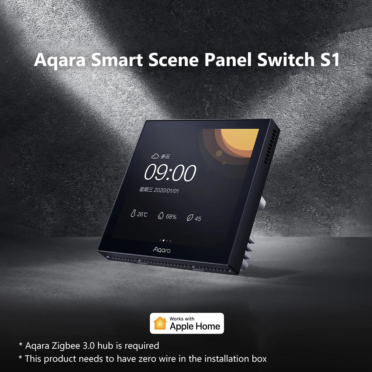 Aqara S1 Smart Scene Panel Switch Voice Control with Siri HomeKit Compatible Smart Home Automation Touchscreen Remote Control