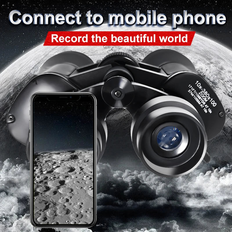 Zoom 10-380X100 Professional Telescope HD Powerful BAK4 Binoculars Low Light Waterproof Long-distance Binoculars For Hunting ﻿