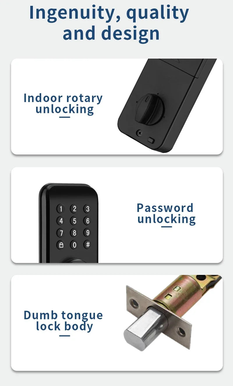 CDOK DS02 Tuya Smart Fingerprint Deadbolt Lock with Latch/Door Sensor Auto Lock Key/Password/ Tuya Smartlife APP Unlock