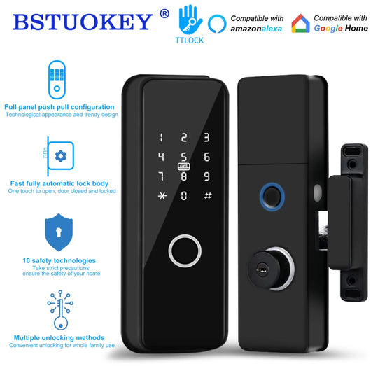 Outdoor Smart Fingerprint Door Lock: Waterproof, Bluetooth, Code, IC Card, Keyless Entry. Support TTLock WIFI Hub for glass door