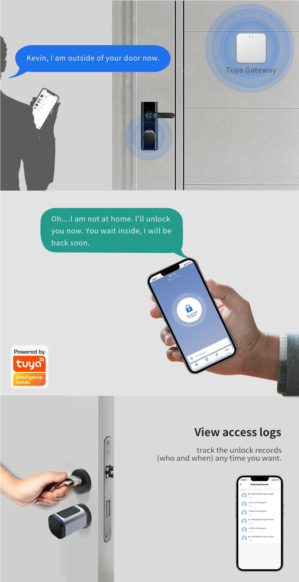 IAooGee L31 smart door lock with IC card/key/fingerprint/application, easy to install, suitable for office and apartment use