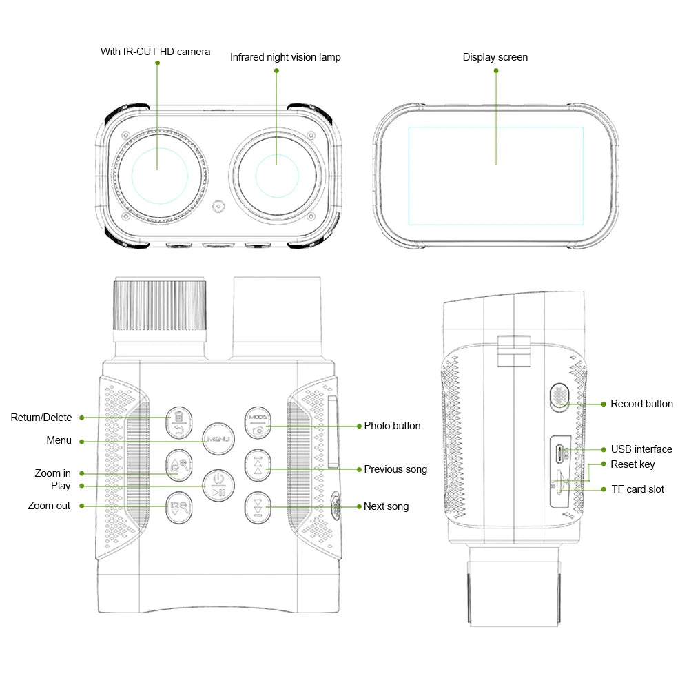 2025 New Video Recorder 1080P Night Vision Binoculars 8X Digital Zoom 800m Range Infrared WiFi Telescope for Hunting Camping