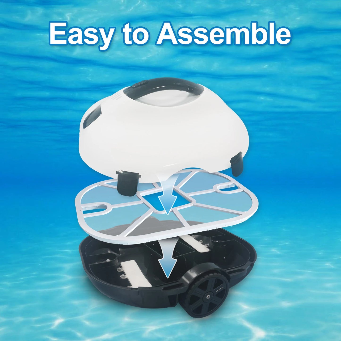 Full Automatic Robotic Pool Cleaner 80㎡ Working Area Self-Parking Pool Vacuum Cleaner Robot Portable Cordless Pool Cleaner