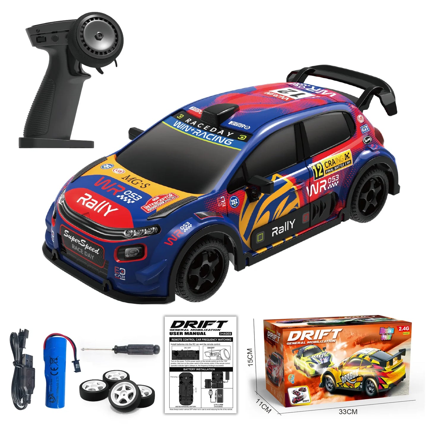 Rc Cars Drift Racing 1:18 High Speed Radio Control Car Remote Control Car 2.4G Wireless Colorful Light Portable Toys for Boys