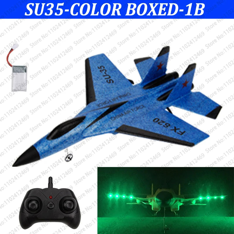 FX620 RC Plane 2.4G With LED Lights Aircraft Remote Control Flying Model Glider Airplane SU-35 EPP Foam Toys For Children Gift