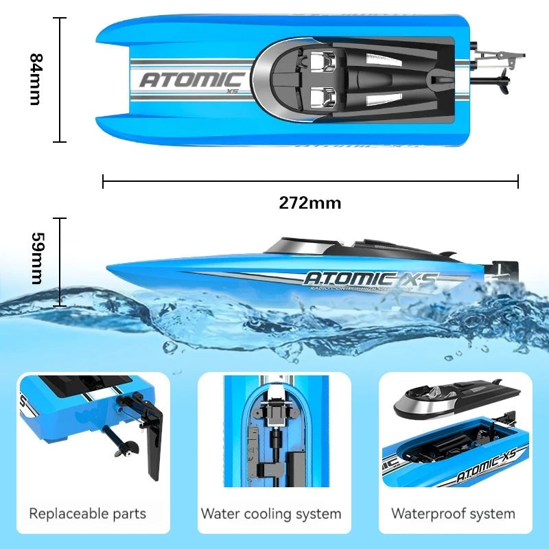 Orlans Remote Control Boat High-Speed 30km/H Dual Body Outdoor Water-Cooled Brushed Motor High-Speed Speedboat Waterproof Toy
