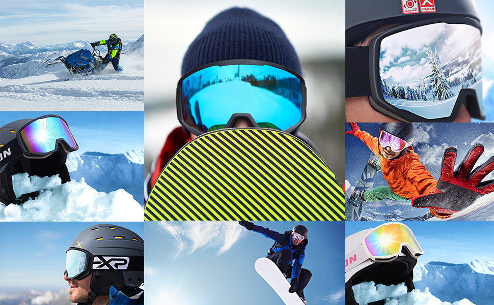 EXP VISION-Ski Goggles for Men and Women, OTG Anti Fog, UV Protection, Snowboard Glasses, Winter Eye Wear